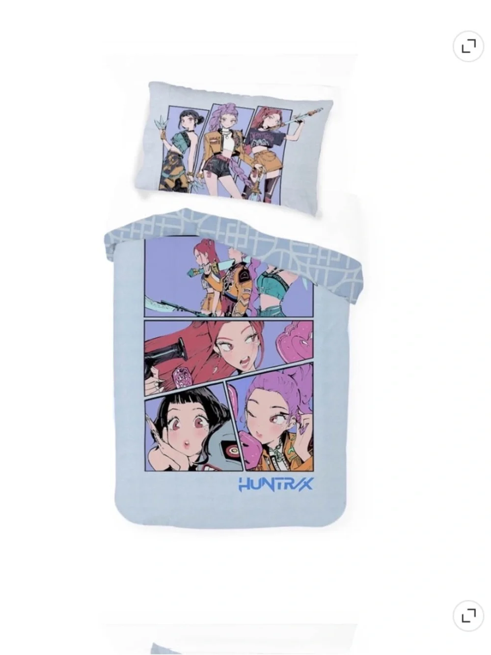 K-Pop Demon Hunters Reversible Comforter Set in Lilac and Light Blue